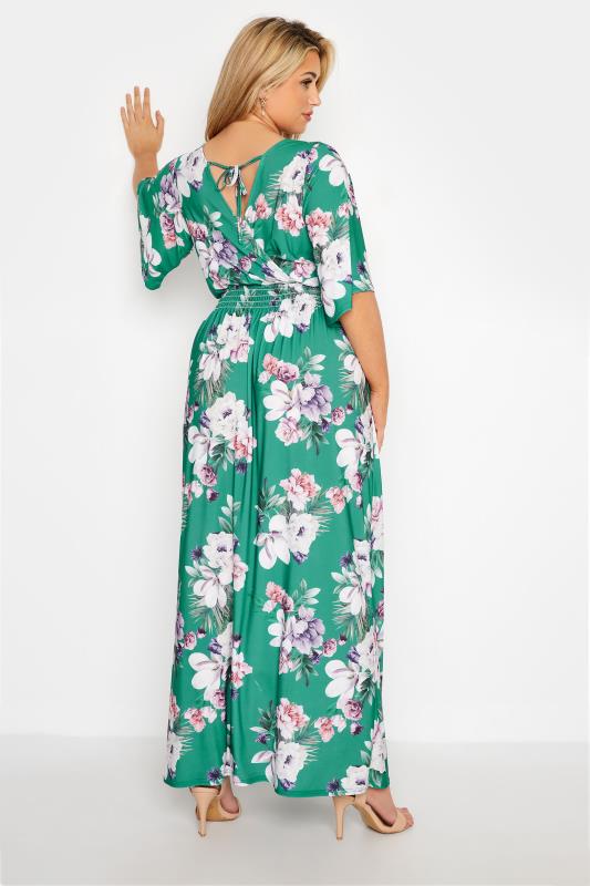 YOURS LONDON Curve Green Floral Shirred Waist Maxi Dress_D.jpg