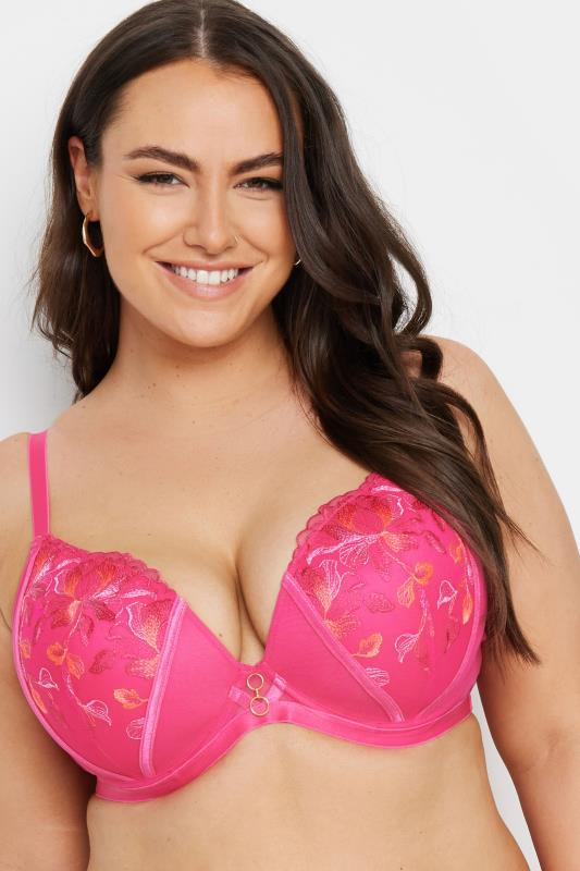 YOURS Plus Size Pink Floral Padded Plunge Bra | Yours Clothing  4