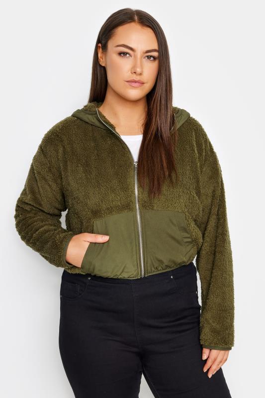 Evans Green Cropped Teddy Jacket 1