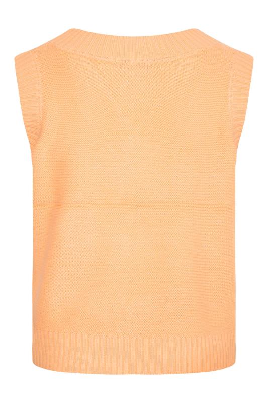 Plus Size Bright Orange Cable Knit Sweater Vest Top | Yours Clothing 7