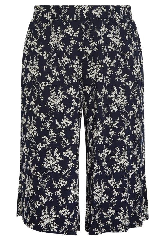 YOURS Curve Blue Floral Print Culottes | Yours Clothing 5