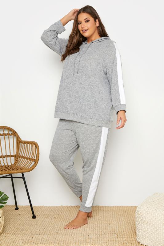 Plus Size Grey Stripe Lounge Joggers | Yours Clothing 2