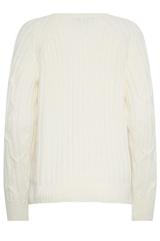 LTS Tall White Chunky Cable Knit Jumper | Long Tall Sally 7