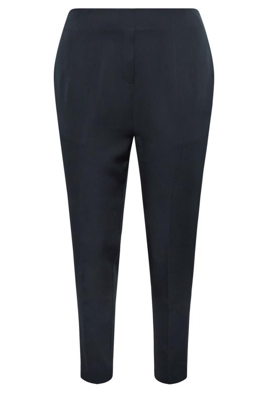 YOURS Curve Plus Size Navy Blue Darted Waist Tapered Trousers | Yours Clothing  5