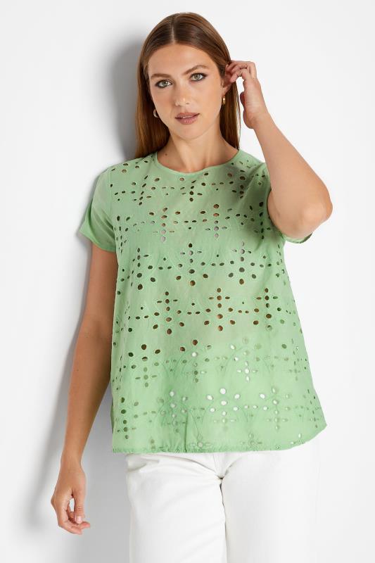 Tall  LTS Tall Green Broderie Anglaise Front T-Shirt
