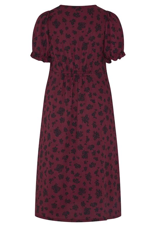 YOURS Plus Size Burgundy Red Floral Tea Dress | Yours Clothing 2