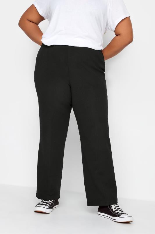 Bootcut Trousers Tallas Grandes YOURS BESTSELLER Curve Black Pull On Ribbed Bootcut Stretch Trousers