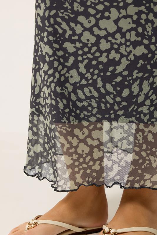 M&Co Khaki Green Abstract Print Mesh Maxi Skirt | M&Co 4