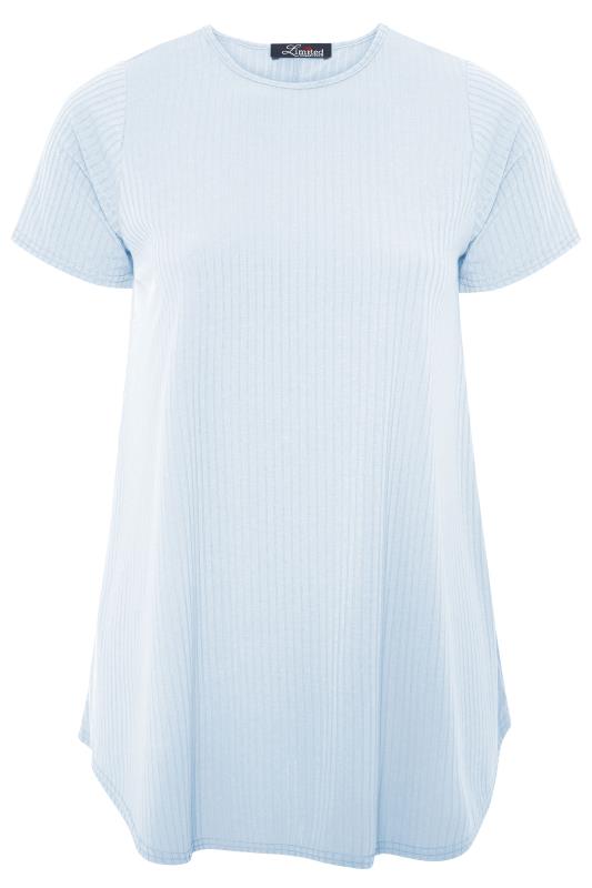 LIMITED COLLECTION Curve Baby Blue Ribbed Swing T-Shirt 5
