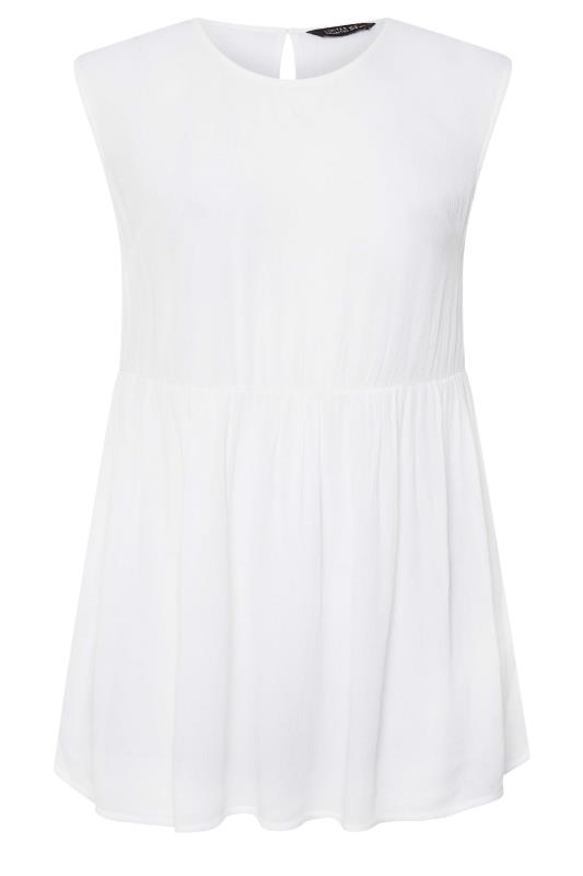 LIMITED COLLECTION Plus Size White Crinkle Boxy Peplum Vest Top | Yours Clothing 7