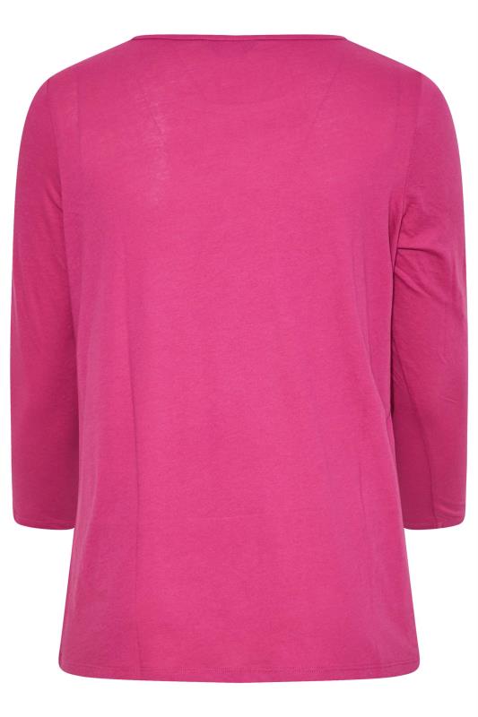 Plus Size Hot Pink Long Sleeve T-Shirt | Yours Clothing 6