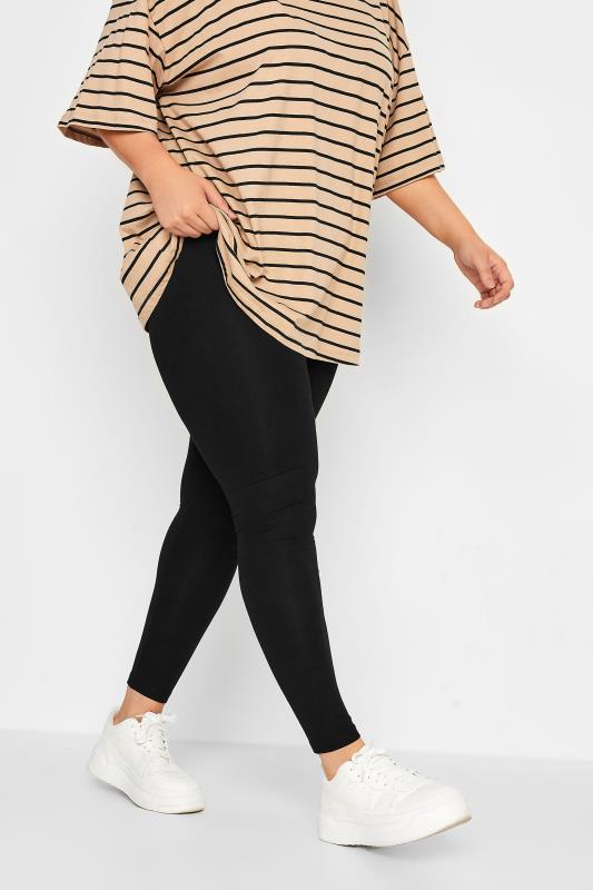 Plus Size 2 PACK Black Cotton Stretch Leggings | Yours Clothing 3