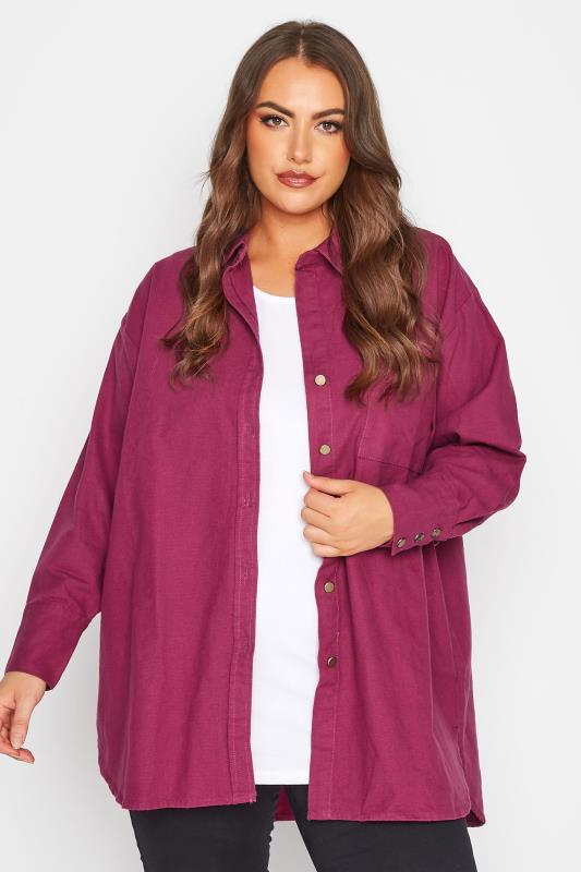 LIMITED COLLECTION Plus Size Purple Oversized Shacket | Yours Clothing 2