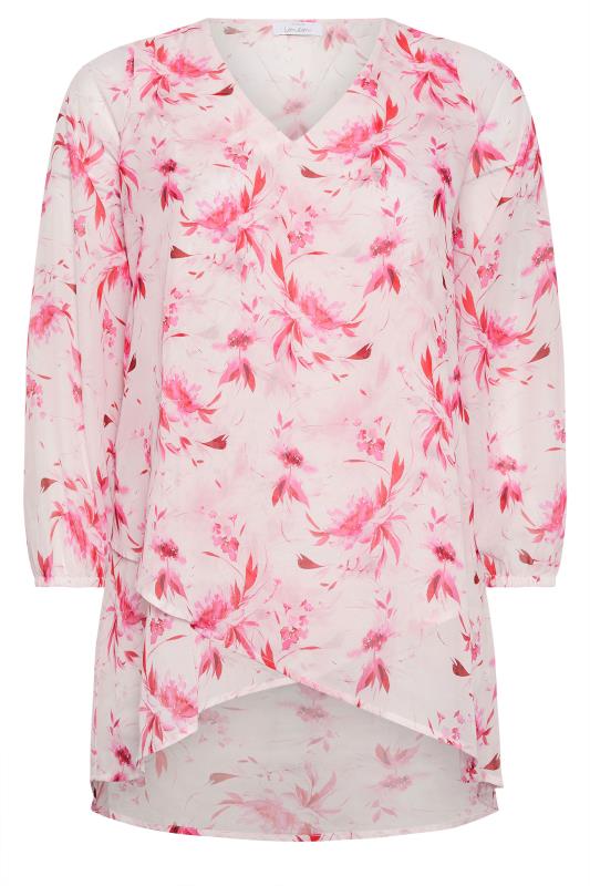 YOURS LONDON Plus Size Pink Floral Print Blouse | Yours Clothing 5
