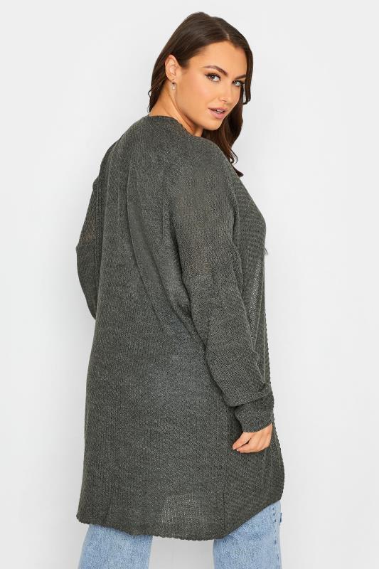 Plus Size Charcoal Grey Knitted Cardigan | Yours Clothing 3