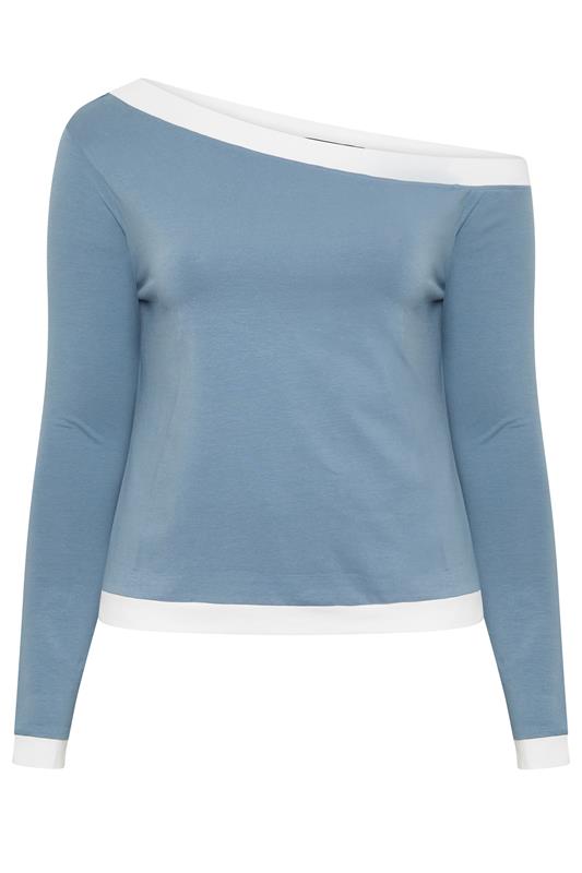 LIMITED COLLECTION Plus Size Blue Contrast Off Shoulder Top | Yours Clothing 5