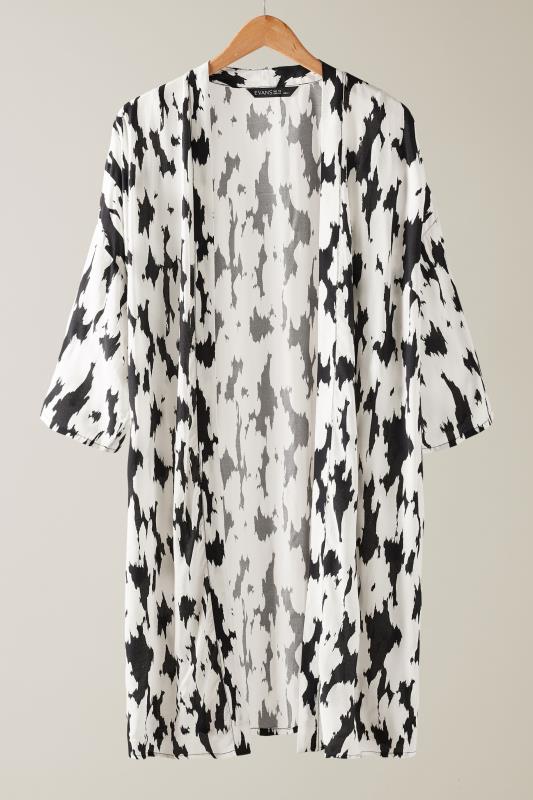EVANS Plus Size Black Abstract Print Kimono | Evans 5
