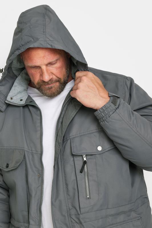 BadRhino Big & Tall Grey Fleece Lined Hooded Coat | BadRhino 2