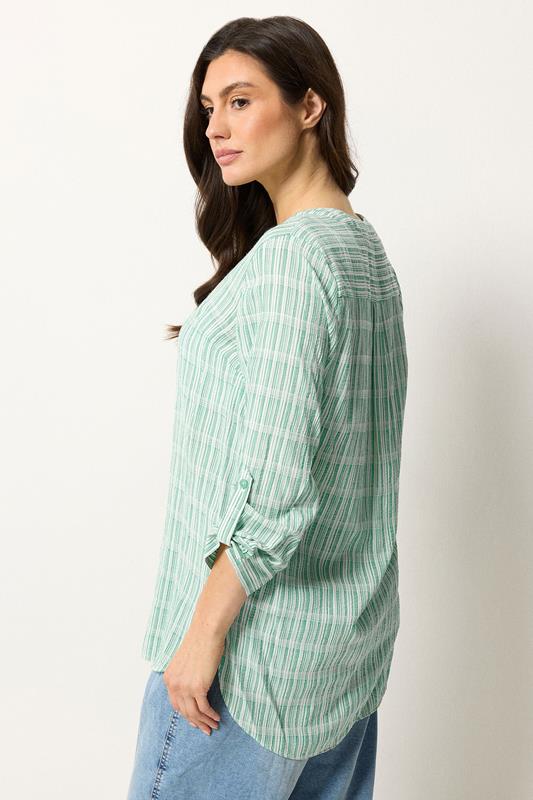 M&Co Green Stripe Notch Neck Blouse | M&Co 2
