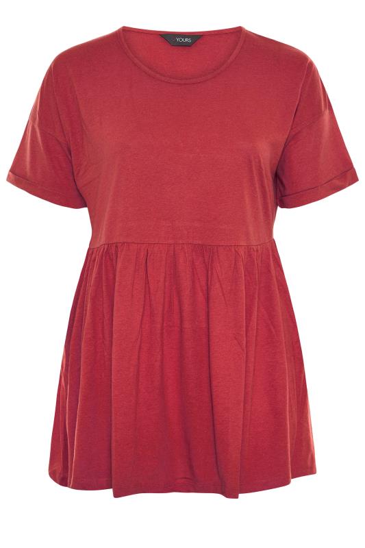 Plus Size Rust Peplum Drop Shoulder Top 