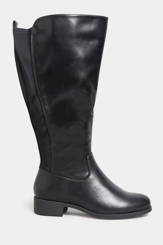 Black Stretch Knee High Boots In Extra Wide EEE Fit 3