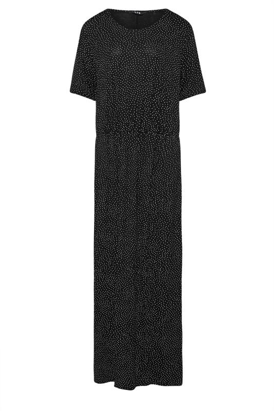 LTS Tall Black Spot Print Pocket Midaxi Dress 7