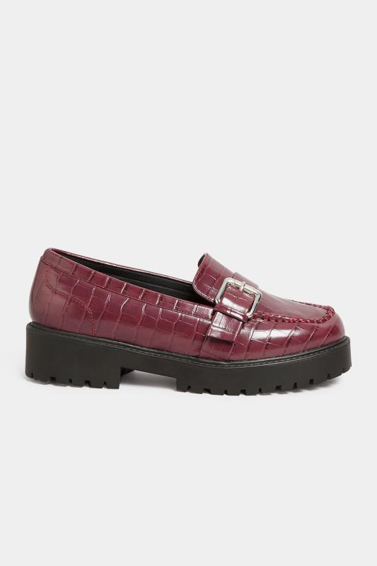 Red Croc Buckle Chunky Loafers In Extra Wide EEE Fit | Yours Clothing 3