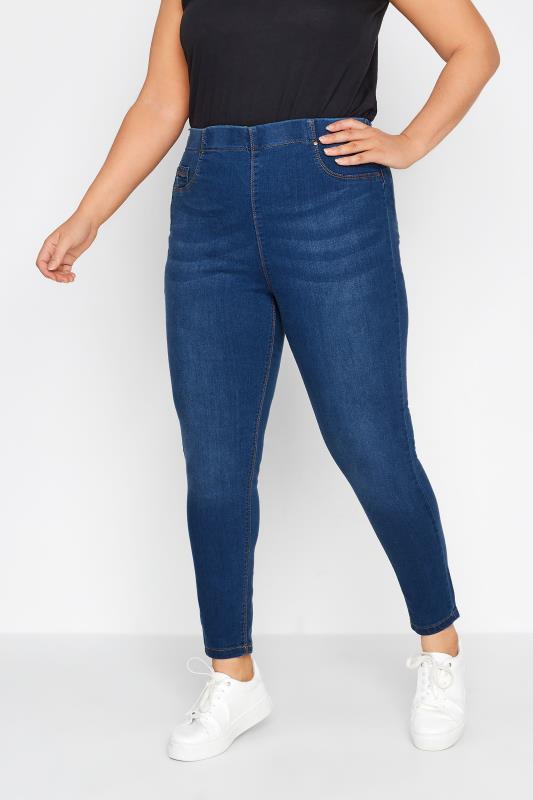  dla puszystych YOURS FOR GOOD Curve Mid Blue Stretch Pull On JENNY Jeggings