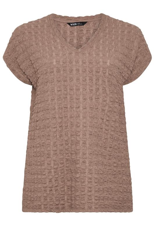 YOURS Plus Size Brown Bubble Textured T-Shirt | Yours Clothing 5