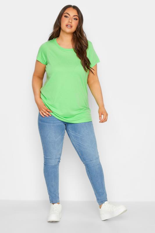 YOURS Curve Plus Size 3 PACK Green & Pink Essential T-Shirts | Yours Clothing  3