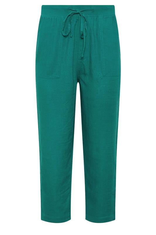M&Co Teal Green Cropped Linen Trousers | M&Co 5