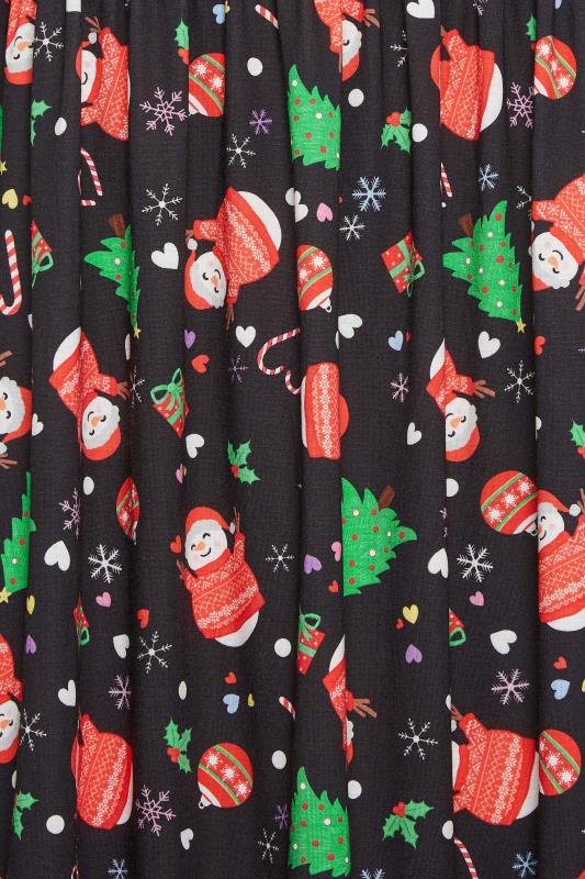 LIMITED COLLECTION Plus Size Black Snowman Print Christmas Smock Dress | Yours Clothing 5