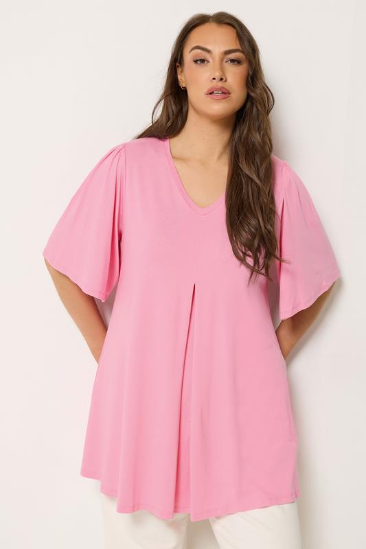  YOURS Curve Pink Pleat Front Swing Top