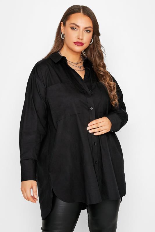 LIMITED COLLECTION Curve Black Oversized Boyfriend Shirt | Yours Clothing 4