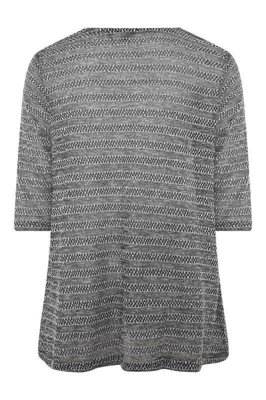 Grey Stripe 3/4 Length Sleeve Top_BK.jpg