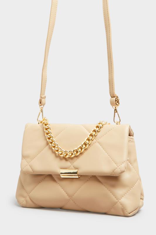  Grande Taille Beige Brown Quilted Chain Handle Bag