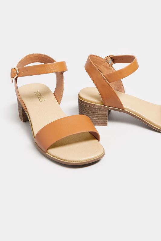 Tan Brown Strappy Low Heel Sandals In Extra Wide EEE Fit | Yours Clothing  5