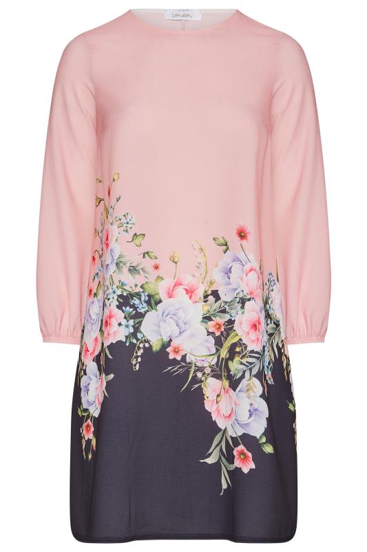 YOURS LONDON Plus Size Pink Floral Print Shift Dress | Yours Clothing 6