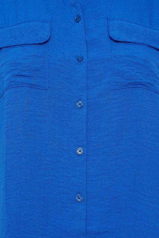 YOURS Curve Plus Size Cobalt Blue Utility Short Sleeve Shirt | Yours Clothing  5