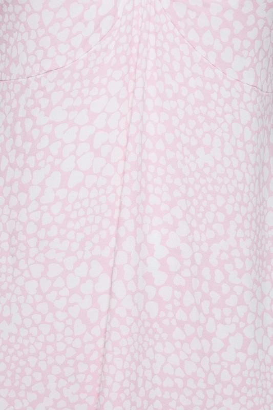 LIMITED COLLECTION Plus Size Curve Pink Heart Print Keyhole Short Sleeve Top | Yours Clothing  5