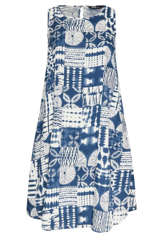 YOURS Plus Size Blue Tile Print Pocket Swing Dress | Yours Clothing 5