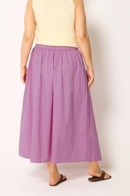YOURS Plus Size Pink Stripe Midi Skirt | Yours Clothing 2