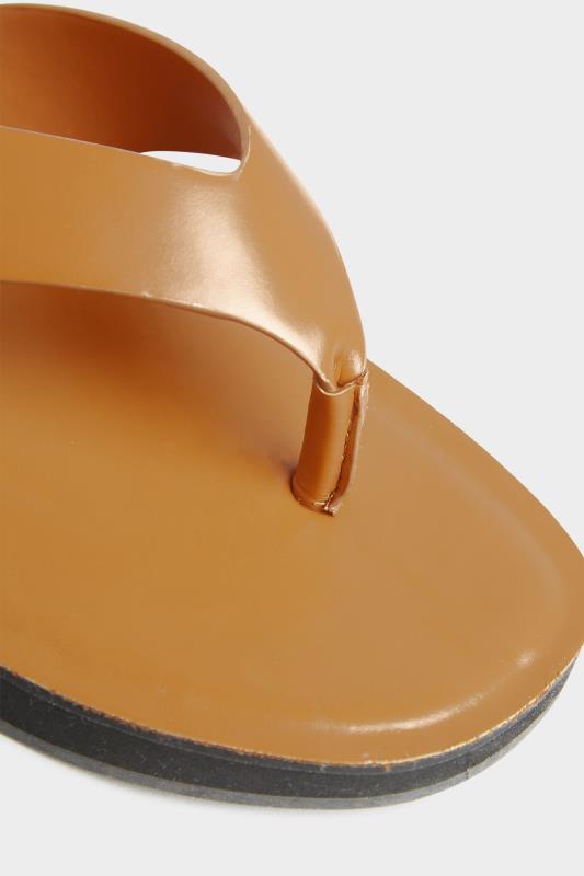 LTS Tan Brown Toe Thong Sandals In Standard D Fit 6