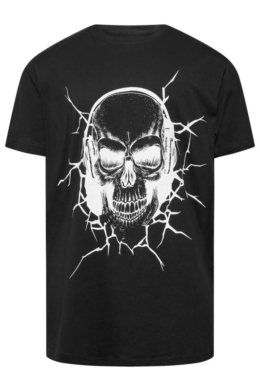 KAM Big & Tall Black Crackled Skull T-Shirt 3