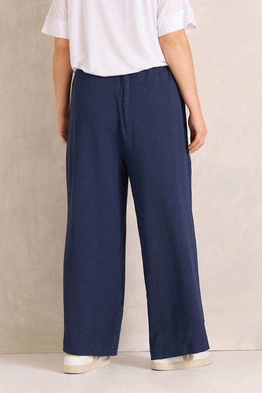 EVANS Plus Size 2 Pack Black & Navy Wide Leg Trousers | Evans 5