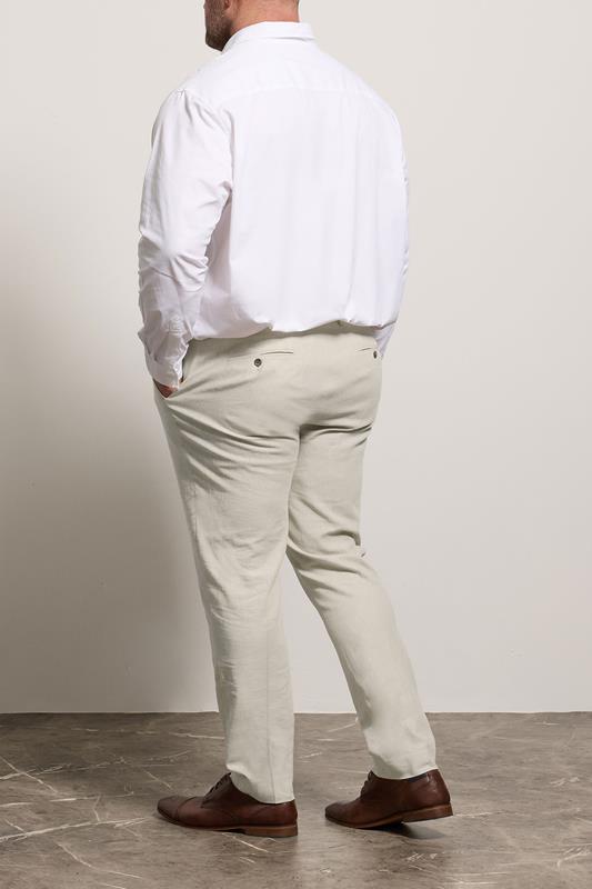 BadRhino Tailoring Big & Tall Oatmeal Brown Linen Suit Trousers | BadRhino 5