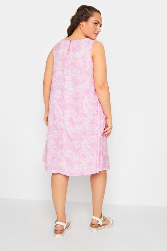 YOURS Curve Plus Size Light Pink Tie Dye Print Swing Dress | Yours Clothing  3
