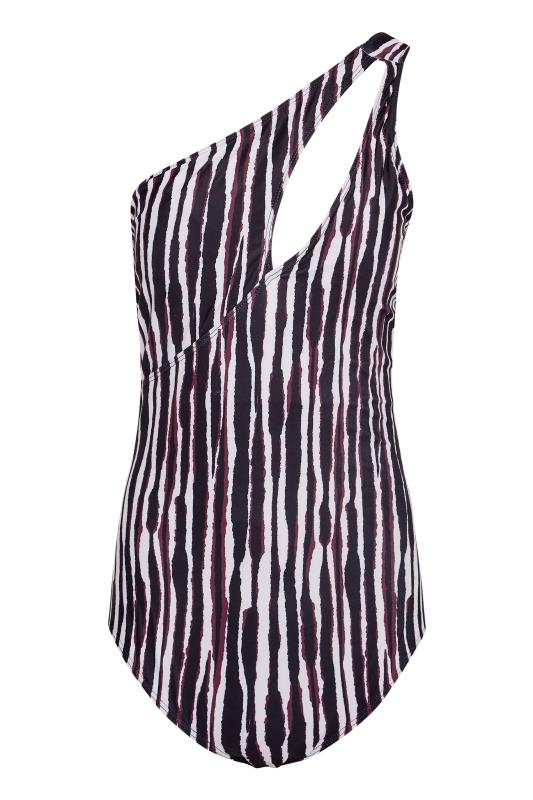 LTS Tall Women's Black Stripe Print Asymmetric Cut Out Swimsuit | Long Tall Sally 6