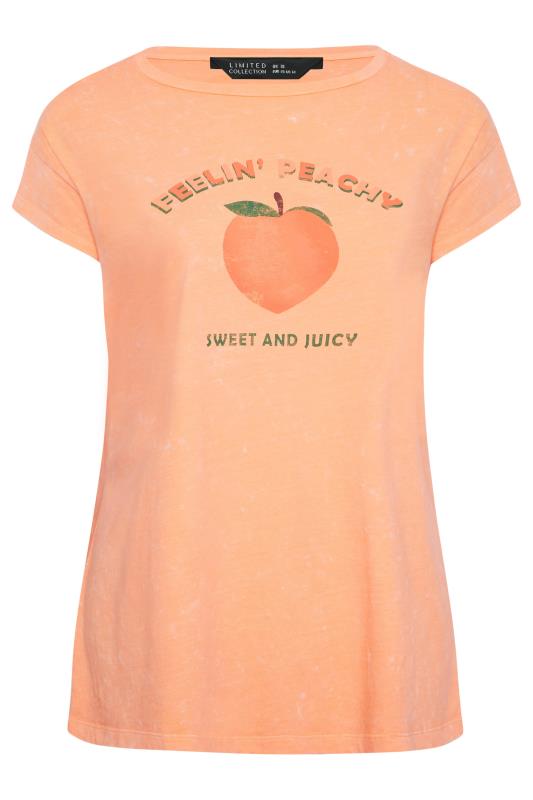 LIMITED COLLECTION Plus Size Orange 'Feelin' Peachy'' Acid Wash T-Shirt | Yours Clothing 8