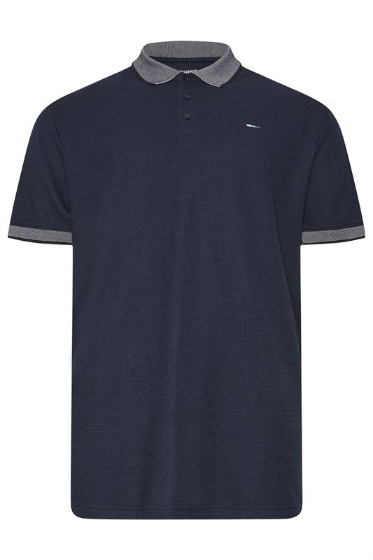 BadRhino Big & Tall Navy Blue Two Tone Waffle Polo Shirt | BadRhino 5